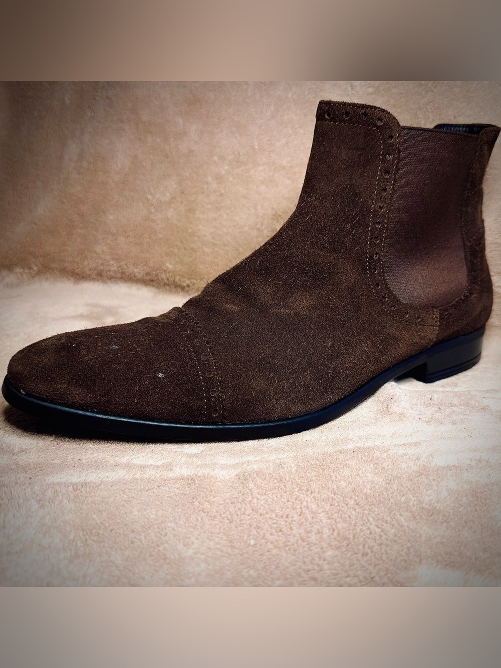 Bruno Magli Italian Suede Brogue Chelsea Boots Size 11 - Rare Sold-Out Luxury